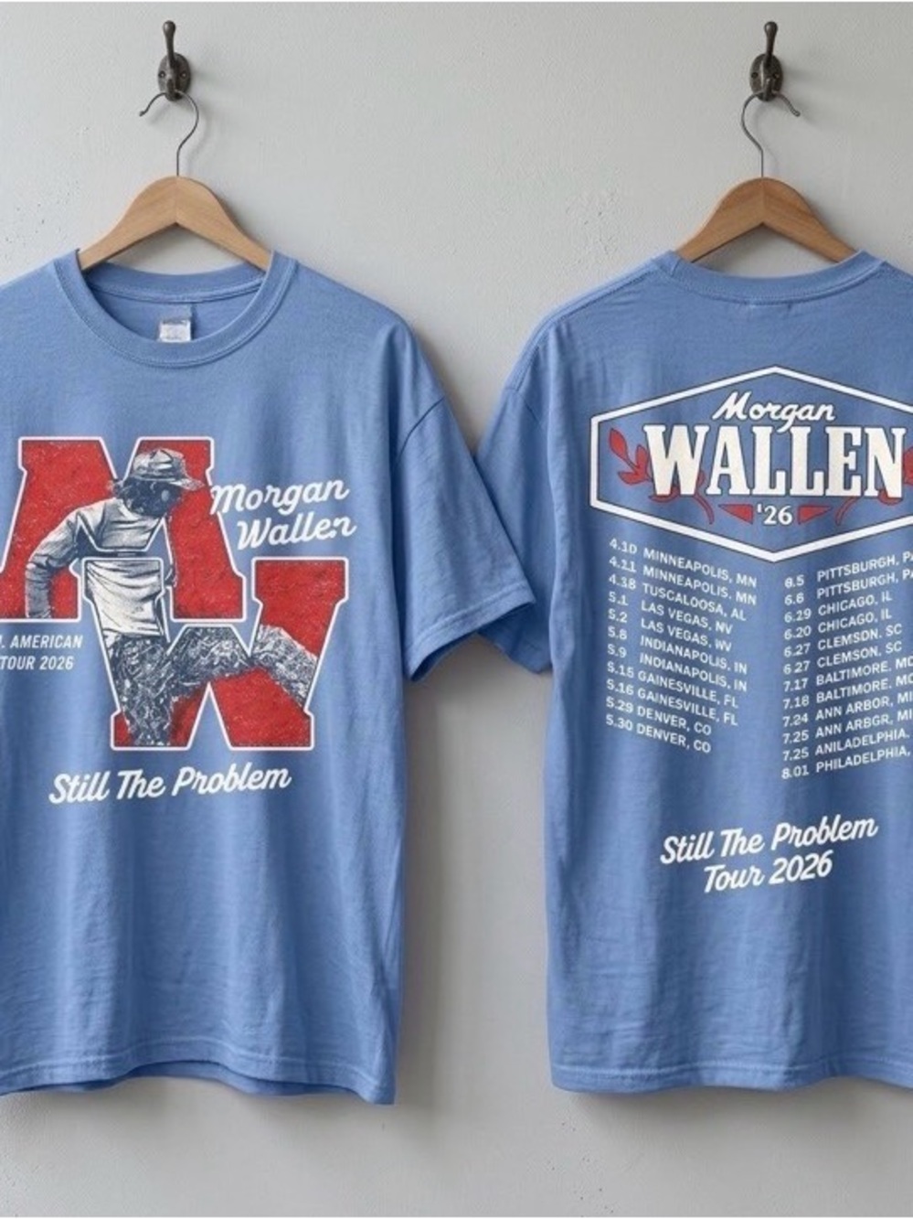 Morgan Wallen Light Blue Short-Sleeve Tour Tee - Still The Problem